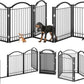 BHG Metal No-Assembly Freestanding Dog Gate with Door Walk Through, Extra Wide 120", Extra Tall 32" Pet Gate, Accordion Puppy Folding Playpen Dog Fence, with 2PCS Support (Black, 5 Panels)