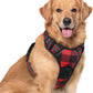 rabbitgoo Dog Harness No Pull with 2 Leash Clips, Adjustable Soft Padded, Reflective Oxford No Choke Pet Vest with Easy Control Handle for Large Dogs, Red Plaid, XL