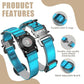 AirTag Dog Collar - Leather Dog Collar with Airtag Holder | IP68 Waterproof AirTag Holder with Metal Buckle, Comfortable GPS Dog Collars Tracker for Medium Large Dogs (Blue, M)