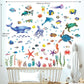BASHOM DS12-8048 128 Pieces Under The Sea Wall Decals Ocean Fish Stickers Turtle Jellyfish Seaweed Removable for Kids Bedroom Nursery Living Room Home Art Decor Bathroom Baby