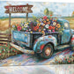Farmhouse Truck Wall Art Rustic Country Wildflowers Wall Decor Road Flowers Landscape Pictures Canvas Print Painting Artwork for Bathroom Living Room Bedroom 16"x24"
