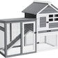 Rabbit Hutch 2-Tier, Small Wooden Chicken Coop for Outdoor Use - Weatherproof Small Animal Hutch with Non-Slip Ramp, 4 Access Doors & Removable Tray for Rabbits, Guinea Pigs, Ferrets (Indoor/Outdoor)