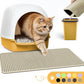 Cat Litter Mat - 23.2'' x 14.6'' Small Litter Trapping Mat, Easy to Clean Litter Box Mat, Waterproof, Urine-Proof, Non-Slip Kitty Litter Mats for Floor, Beige