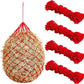 Fabbay 4 Pcs Slow Feed Hay Net Feeder Hay Bag for Horses Slow Feeder 40 Inch Length with 2 Inch Holes Hanging Horse Feed Net for Goat Cattle Equine Stalls Barn Supplies(Red)