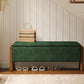 Modern Storage Benches with Walnut Wood Legs, 47'' Ottoman Bench with 20 Gallons Storage Space for Bedroom End of Bed, Fabric Upholstered Entryway Bench with Seating for Livingroom, Green