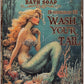 Retro Mermaid Tin Sign Wash Your Tail Vintage Metal Poster Funny Bath Soap Wall Art Toilet Bathroom Man Cave Bar Cafe Indoor Living Room Garage 12 * 8inch