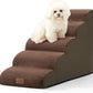 Dog Stairs for High Bed 22.6" H, Small Dog Step for Puppy, Older or Cat, Curved Ramp for Car, Ladder with High Density Foam, Lightweight, Durable, 15.7x33x22.6 inch, 5 Step, Brown