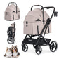 BEBEROAD X3 2 in 1 Pet Stroller for Medium or Two Small Dogs & Cats 4 Wheels Lightweight Foldable Carrier Dog Stroller with Waterproof Weather Cover Cup Holder,Storage Basket(Camel)