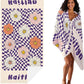 JML Personalized Beach Towel with Name, Custom Flower Beach Towel, Customized Microfiber Pool Towel, Quick Dry & Absorbent Swim Towel for Adult,Anniversary, Birthday, Summer Holiday,Vacation