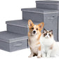 Dog Stairs with Storage, 4-Step Folding Pet Steps for Small Dogs and Cats, Pet Steps Storage with Zip, Pet Stairs for High Bed, Couch and Car Ramp (Gray, 4 Steps no Condo)