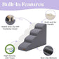 Lesure Dog Stairs for Large Dogs Pet Steps Ramp for High Bed and Couch with CertiPUR-US Certified Foam with Non-Slip Bottom, Grey, 4 Steps