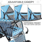 MoNiBloom 4 Wheels Pet Stroller, Easy-Fold Umbrella Shaped Dog Cat Jogger Stroller w/Storage Bag & Visible Mesh for Small/Medium Dogs Cats Sky Blue Polka Dots