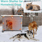 Feral Dog House Outdoor,Anti Bite Iron Frame Dog Kennel,Wood Warm Pets Home,Insulated Weatherproof Outside Shelter for Feral Animal (33.5"(L)×22"(W)×25.2"(H)-Grey-in)