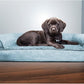 Furhaven Orthopedic Dog Bed for Medium/Small Dogs w/ Removable Bolsters & Washable Cover, For Dogs Up to 35 lbs - Plush & Suede Sofa - Espresso, Medium