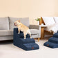 EHEYCIGA Curved Dog Stairs Ramp for High Beds 19.7" H, 4-Step Dog Steps for Small Dogs and Cats, Pet Stairs for High Bed Climbing, Non-Slip Balanced Pet Step Indoor, Navy