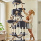 Feandrea Cat Tree, 81.1-Inch Large Cat Tower with 13 Scratching Posts, 2 Perches, 2 Caves, Basket, Hammock, Pompoms, Multi-Level Plush Cat Condo for Indoor Cats, Smoky Gray UPCT190G01