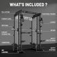 Smith Machine for Home Gym, Multi-Function M12 Power Cage with Cable Crossover System, Squat Rack with Smith Bar and More Attachment