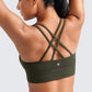 CRZ YOGA Softness Mold Womens Butterluxe Strappy Longline Sports Bra - Double Spaghetti Strap Workout Yoga Crop Top Athletic