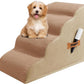 Dog Stairs, Romrol Dog Steps Ramp for High Bed and Couch, Dogs Ramp with Durable Non-Slip Waterproof Fabric Cover, Pet Stairs for Small Dogs and Cats or Pets Joints, 4-TiersLight Brown