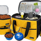 PetAmi Dog Travel Bag, Travel Pet Bag Organizer, Dog Food Travel Bag with Food Container and Bowls, Dog Travel Supplies Gift Accessories for Weekend Camping, Dog Cat Diaper Bag (Yellow, Medium)