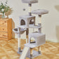 Taoqimiao 56.3-Inch Cat Tree, Cat Tower with Scratching Posts, Cat Tree House for Indoor Cats with hammocks, Toys, Condo and Large Scratch Board, Light Gray MS012W