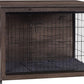 DWANTON Dog Crate Furniture with Cushion, Wooden Kennel Table with Double Doors, Indoor Dog House, Large Size, 38.5" L, Dark Gray