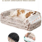 EHEYCIGA Foldable XXL Dog Bed, Faux Fur Fluffy Pet Couch Bed for Extra Large Dogs, Orthopedic Calming Memory Foam Pet Bed, Washable Soft Pet Sofa Bed with Non-Slip Bottom, Faded Brown, 54"x38"x7.5"