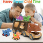 Veslier Dinosaur Car Toy for 2 3 4 5 Years Old Boys, Friction Power Carrier Truck with 4 Pack Small Pull Back Dino Car, Christmas Birthday Gift for 18+ Months Boy Girl Kids Toddlers