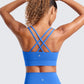 CRZ YOGA Softness Mold Womens Butterluxe Strappy Longline Sports Bra - Double Spaghetti Strap Workout Yoga Crop Top Athletic