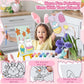 Blosssound 10 Set Pre Printed Canvas Pre Drawn Canvas Painting with Easel Kits 5" x 7" Outline Painting Panels for Beginners, DIY Craft Project, Party Favor, Home Decors(Bunny)