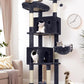 Globlazer Cat Tree, 70 inch Tall Scratching Tower Multi-Level Cat Condo for Indoor Multiple Cats with 2 Large Cat Caves, Top Perch, Large Platform, Bottom Swing, F70B, Dark Grey