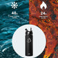 BUZIO 24 oz Insulated Water Bottle, Stainless Steel Wide Mouth Water Flask with Straw Lid, Cold for 48 Hrs Leak Proof Metal Hydro Thermo Canteen Mug, Black