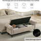 58.1'' Storage Bench Upholstered Chenille End of Bedroom Bed Bench Ottoman with Tufted Cushioned Rolled Arm Large Storage Space for Reading Living Room Entryway, Light Brown