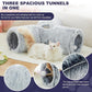 Tempcore Plush Pet Cat Tunnel Tube Cat Toys 3 Way Collapsible, Tunnels for Indoor Cats，Kitty Tunnel Bored Pet Toys Peek Hole Toy Ball Puppy, Kitty, Kitten, Rabbit Light Grey