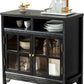 Chogori 31.5" Solid Wood Buffet Cabinet with Storage, Farmhouse Sideboard with 2 Doors, Coffee Bar Cabinet for Dining Room, Kitchen, or Living Room, Black