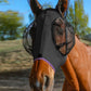 Horse Fly Mask with Ears, UV Protection for Horses, Elasticity with Big Mesh Eye Covers, Snug Fitting Comfortable Breathable Lightweight for Horses Black Full Size