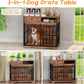 35.5" Dog Crate Furniture, Wooden Dog Crate Furniture for Medium Small Dogs, Wooden Dog Kennel End Table with Drawer and Open Shelves, Sliding Door Dog Kennel Furniture