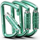 FresKaro 3inch 12kN-2698lbs Auto Locking Carabiner Clips, Solid D Shape, Heavy Duty 7075 Aluminum, Lightweight 1.09oz, Rust Proof, for Hammock, Hiking, Dog Leash, Keychain etc., Multi-Colors