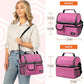 opux Lunch Bag Women Insulated, Adult Lunch Box Cooler, Lunch Box for Men, Dual Compartment Lunchbox for Work, Leakproof Double Decker Lunch Bag, Soft Lunch Pail Tote Girls Boys Kids School, Pink