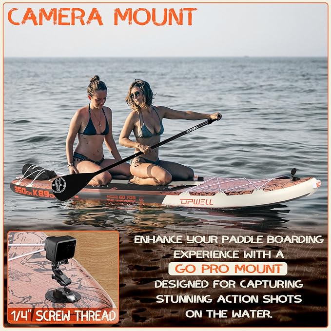 UPWELL 10'6"/11'/11'6" Inflatable Paddle Board, Stand Up Paddlboard for Youth & Adults, Stable Design, Premium SUP Accessories, Backpack, Leash, Hand Pump, Fins