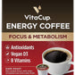 VitaCup Energy Dark Roast Coffee Pods, Boost Focus & Metabolism, Antioxidants, B Vitamins, Bold & Smooth,100% Arabica Coffee, Recyclable Single Serve Pod Compatible with Keurig K-Cup Brewers,16 Ct