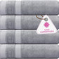 CASA COPENHAGEN, Solitaire, 600 GSM, 27x55 Inches Large Bath Towels, Set of 4 Towels, Super Soft and Absorbent, Egyptian Cotton Towels for Bathroom & Shower - Grey Violet