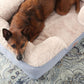 TOWN & COUNTRY EVERYDAY CuddleTown Comfy Solid Bolster Sofa Pet Bed, Supportive & Calming Egg Crate Foam, Non-Slip Bottom, Machine Washable Cover, Blue, Medium 28"x23"x8"