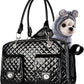 Soft-Sided Pet Travel Carrier Airline Approved for Pet Small Dog and Cat Collapsible, Black Shiny Patent Leather