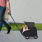 Small Dog Stroller, Pe4-Wheel Portable Dog & Cat Stroller with Semi-Open Design, Foldable Pet Cart with Canopy for Small Dogs or Cats Weighing Less Than 15.43 Pounds (Black)