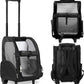 KOPEKS Deluxe Backpack Pet Travel Carrier with Double Wheels for Pets up to 10 Pounds - Black - Approved by Most Airlines