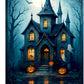 Halloween Gothic Wall Art Castle Pumpkin Ghost Bat Canvas Wall Decor Dark Academia Pictures Painting Print Framed Artwork Decorations Gifts for Halloween Living Room Bedroom Office 16"x24"
