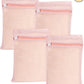 4 Piece Pink Small, Durable Organic Cotton Mesh Laundry Bag with Strong Zipper and Breathable Mesh, Delicate Laundry Bag for Underwear, Clothes, Pants and Socks