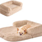 EHEYCIGA Foldable Dog Bed, Faux Fur Fluffy Dog Couch Bed, Orthopedic Calming Memory Foam Pet Bed for Small Dogs, Washable Soft Warm Pet Sofa Bed with Non-Slip Bottom, Camel, 40"x30"x6"