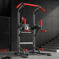soges Pull Up Bar Dip Station, Power Tower with Boxing Speed Ball & Spinning Target, Adjustable Height Dip Stand Strength Training Fitness Workout Station, Assistive Trainer Pull Up Stand